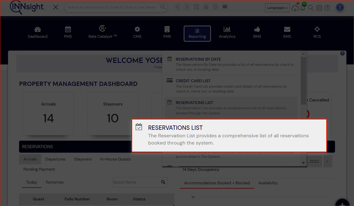Reservations List